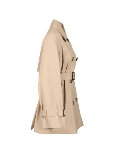 Max Mara Double-breasted Belted Trench Coat In Neutral