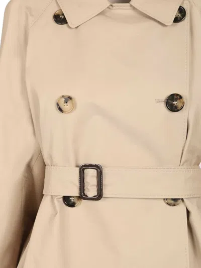 Max Mara Double-breasted Belted Trench Coat In Neutral