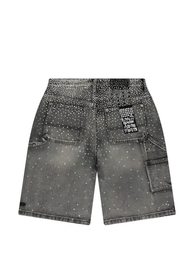 Ksubi Maxx Operator Crystal-embellished Shorts In Gray