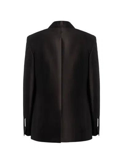 Dondup Double-breasted Satin Jacket In Black