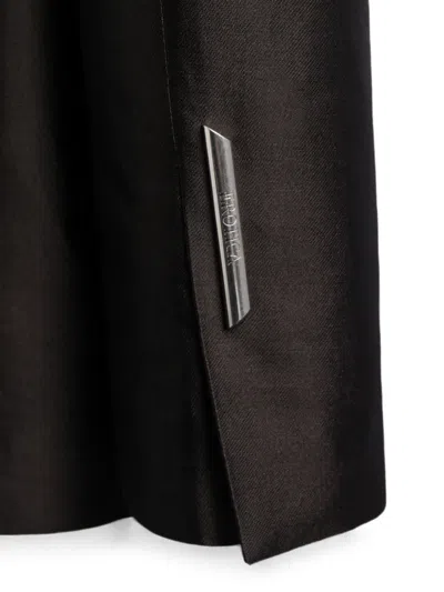 Dondup Double-breasted Satin Jacket In Black