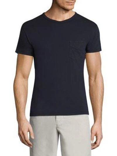 Shop Officine Generale Regular-fit Solid Cotton Tee In Navy