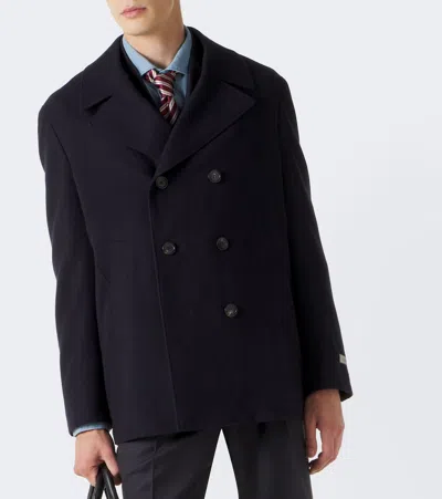 Canali Double-breasted Wool Jacket In Blue