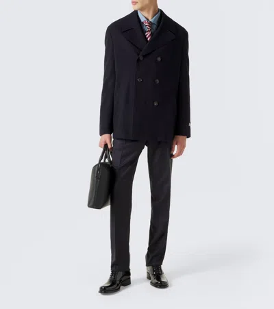 Canali Double-breasted Wool Jacket In Blue