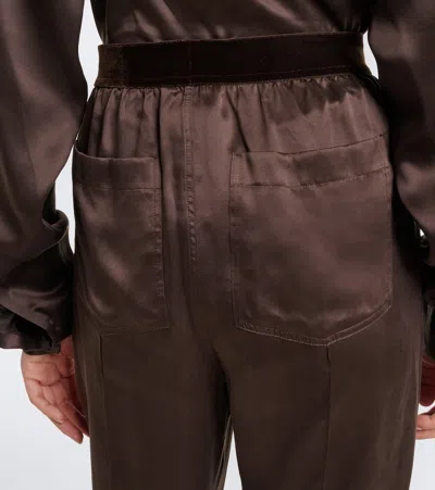 Tom Ford Silk Satin Straight Leg Pant In Brown