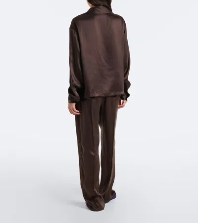 Tom Ford Silk Satin Straight Leg Pant In Brown