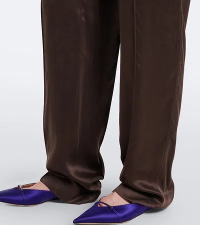 Tom Ford Silk Satin Straight Leg Pant In Brown