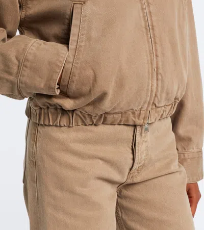 Agolde Elasticated-hem Denim Jacket In Brown