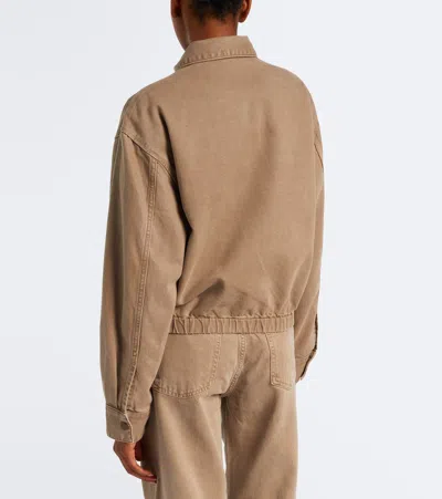 Agolde Elasticated-hem Denim Jacket In Brown