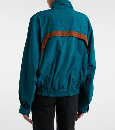 Saint Laurent Cassandre Faille Technical Jacket In Blue