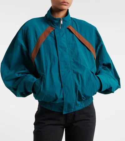 Saint Laurent Cassandre Faille Technical Jacket In Blue