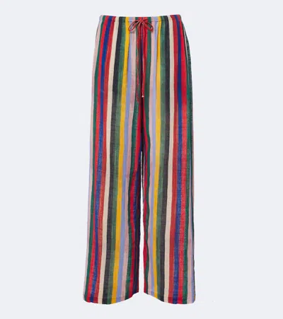 Staud Mateo Stripe Cotton Drawstring Pants In Multi