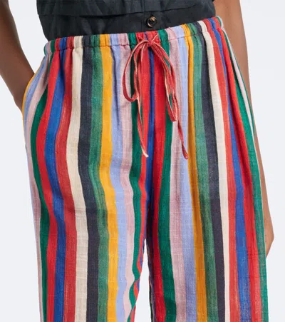 Staud Mateo Stripe Cotton Drawstring Pants In Multi