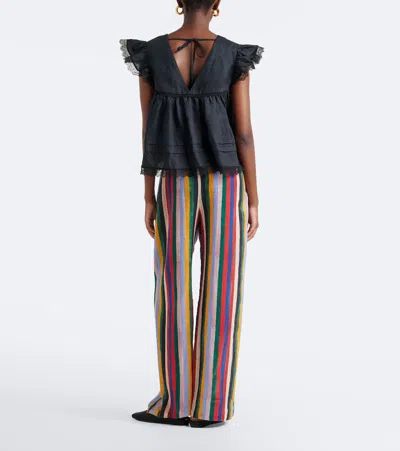 Staud Mateo Stripe Cotton Drawstring Pants In Multi