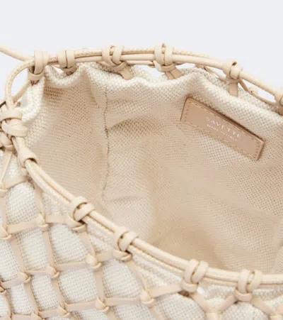 Savette Macramé Small Leather Pouch In Sand