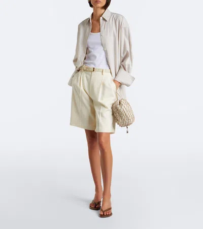 Savette Macramé Small Leather Pouch In Sand