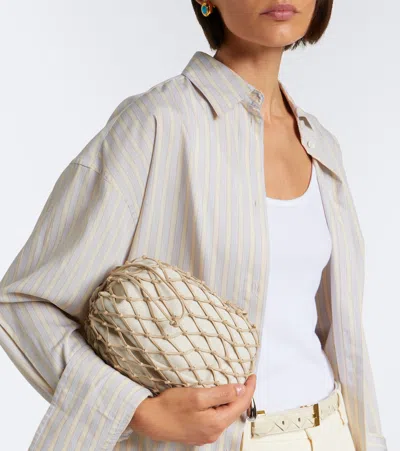 Savette Macramé Small Leather Pouch In Sand