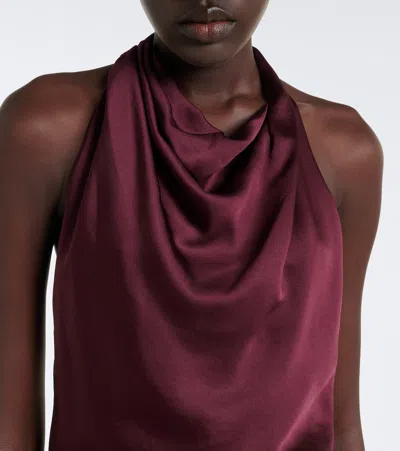 Simkhai Reannon Halterneck Satin Gown In Brown