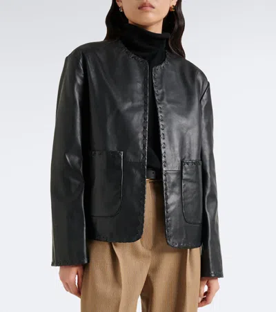 Rohe Whipstitch-trim Collarless Jacket In Black