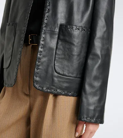 Rohe Whipstitch-trim Collarless Jacket In Black