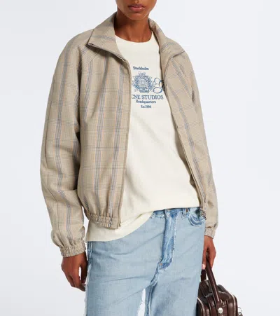 Acne Studios Checked Technical Jacket In Gray