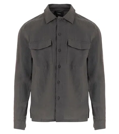 Vince Grey Relaxed Solid Shirt In Gray