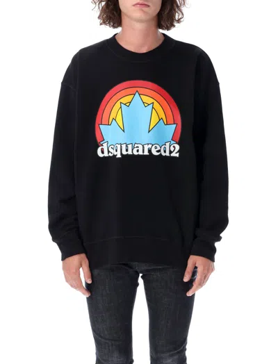 Dsquared2 Printed Cotton Jersey Sweatshirt In Black