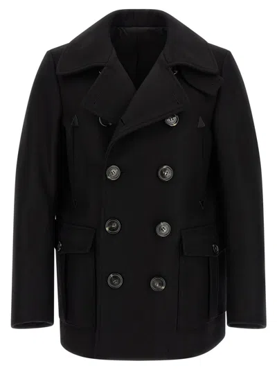 Dsquared2 Double-breasted Pocket Coat In Black