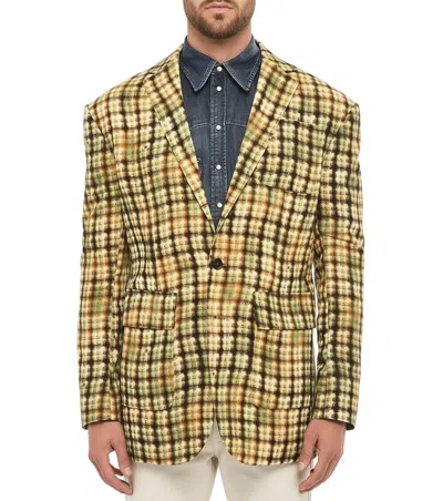 Dsquared2 Plaid-print Single-breasted Blazer In Gold