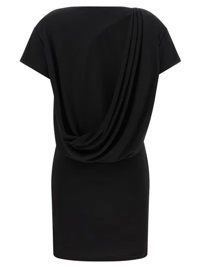 Jacquemus Mistral Back Draped Short Sleeve Dress In Black