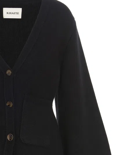 Khaite Scarlet Flared-sleeve Cashmere Cardigan In Black