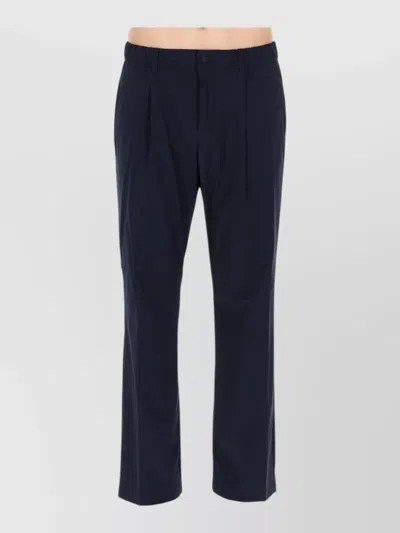 Herno Tailored Blue Wool-blend Trousers With Structured Silhouette In Blue