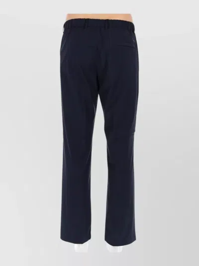 Herno Tailored Blue Wool-blend Trousers With Structured Silhouette In Blue