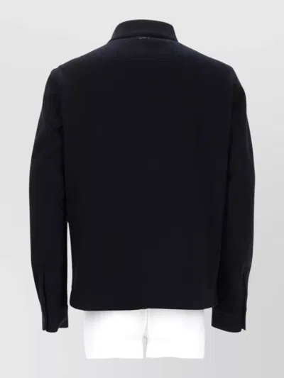 Herno Structured Minimalist Jacket With Snap Button Closure In Black
