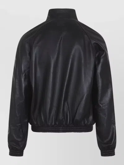 Acne Studios Lethestanether Lamb Leather Bomber Jacket In Black