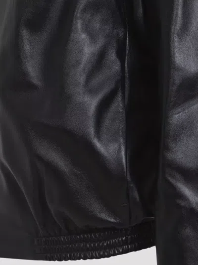 Acne Studios Lethestanether Lamb Leather Bomber Jacket In Black