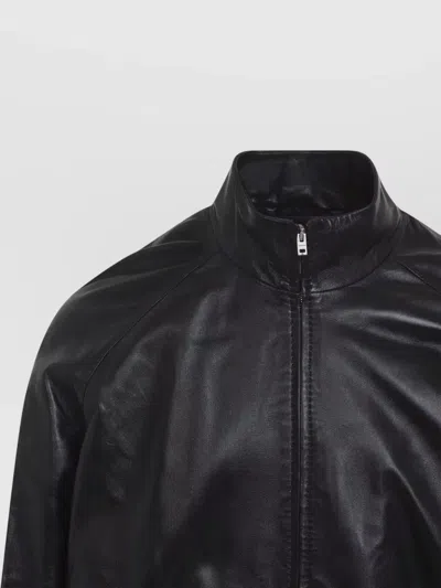 Acne Studios Lethestanether Lamb Leather Bomber Jacket In Black