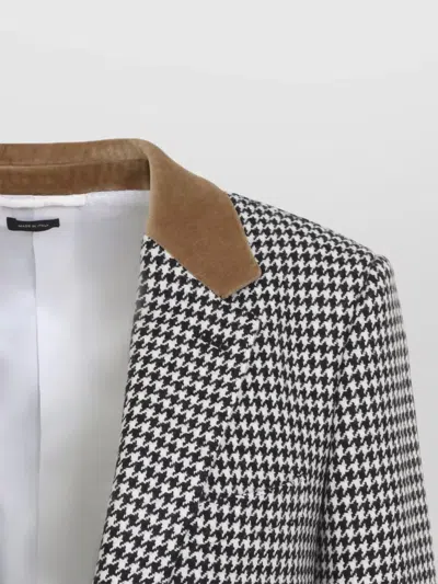 Tom Ford Houndstooth Single Breasted Tailored Jacket In Multi
