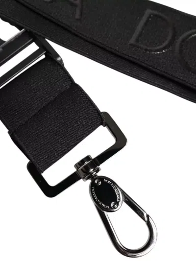 Dolce & Gabbana Black Polyester Stretch Rubberised Dg Logo Men Keychain In Black