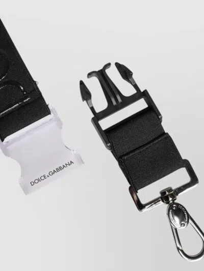 Dolce & Gabbana Black Polyester Stretch Rubberised Dg Logo Men Keychain In Black