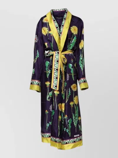 Dolce & Gabbana Floral Silk Long Sleeve Lounge Robe In Multi