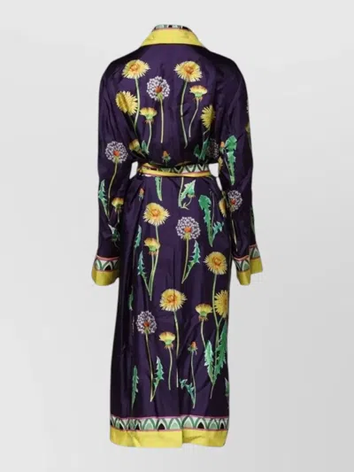 Dolce & Gabbana Floral Silk Long Sleeve Lounge Robe In Multi