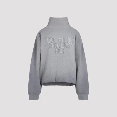 Acne Studios Brushed Cotton Fleece Funnel Neck Logo Sweatshirt With Balloon Hem In Transparent