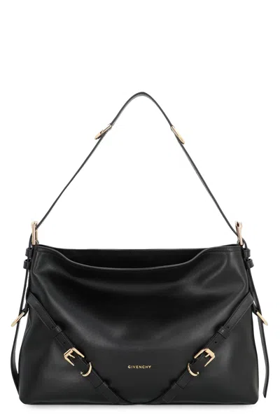 Givenchy Voyou Medium Leather Shoulder Bag In Black