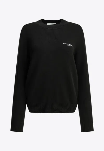 Givenchy Wool Blend Sweater With Embroidered Logo In Black