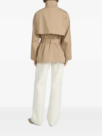 Frame Belted Storm-flap Jacket In Neutral
