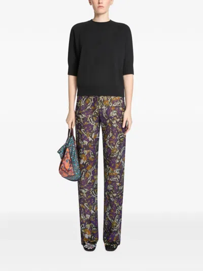 Dries Van Noten Elasticated Viscose Pants In Multi