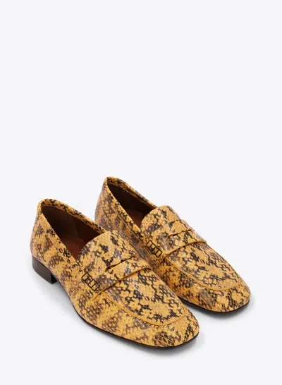 Dries Van Noten Snakeskin-effect Leather Loafers In Yellow