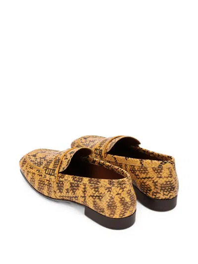 Dries Van Noten Snakeskin-effect Leather Loafers In Yellow