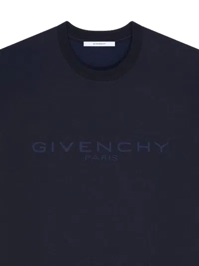 Givenchy Logo-embroidered T-shirt In Blue